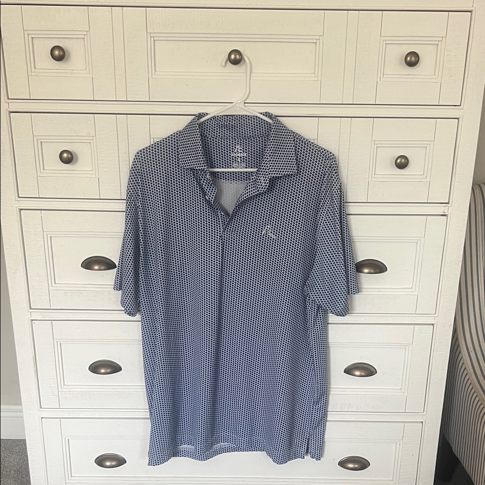 Rhoback  Navy Patterned Polo Shirt